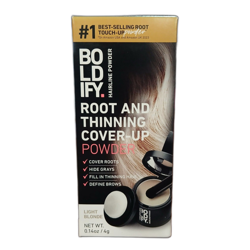 BOLDIFY Root Touch Up Powder Light Blonde 0.14oz Gray Cover + Brush 24HR